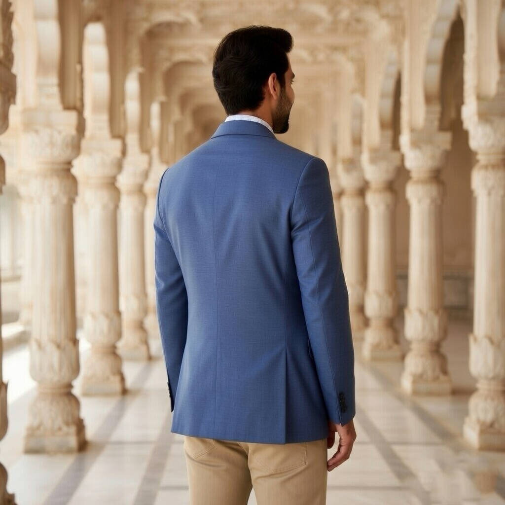 Men's Slim Fit Blazer Casual Luxury Notch Lapel Suit Jacket Light Blue