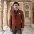 Men's Slim Fit Blazer Casual Luxury Notch Lapel Suit Jacket Terracotta Brown