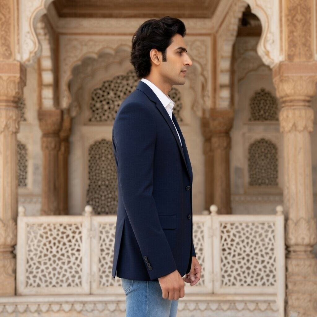 Men's Slim Fit Blazer Casual Luxury Notch Lapel Suit Jacket Navy Blue