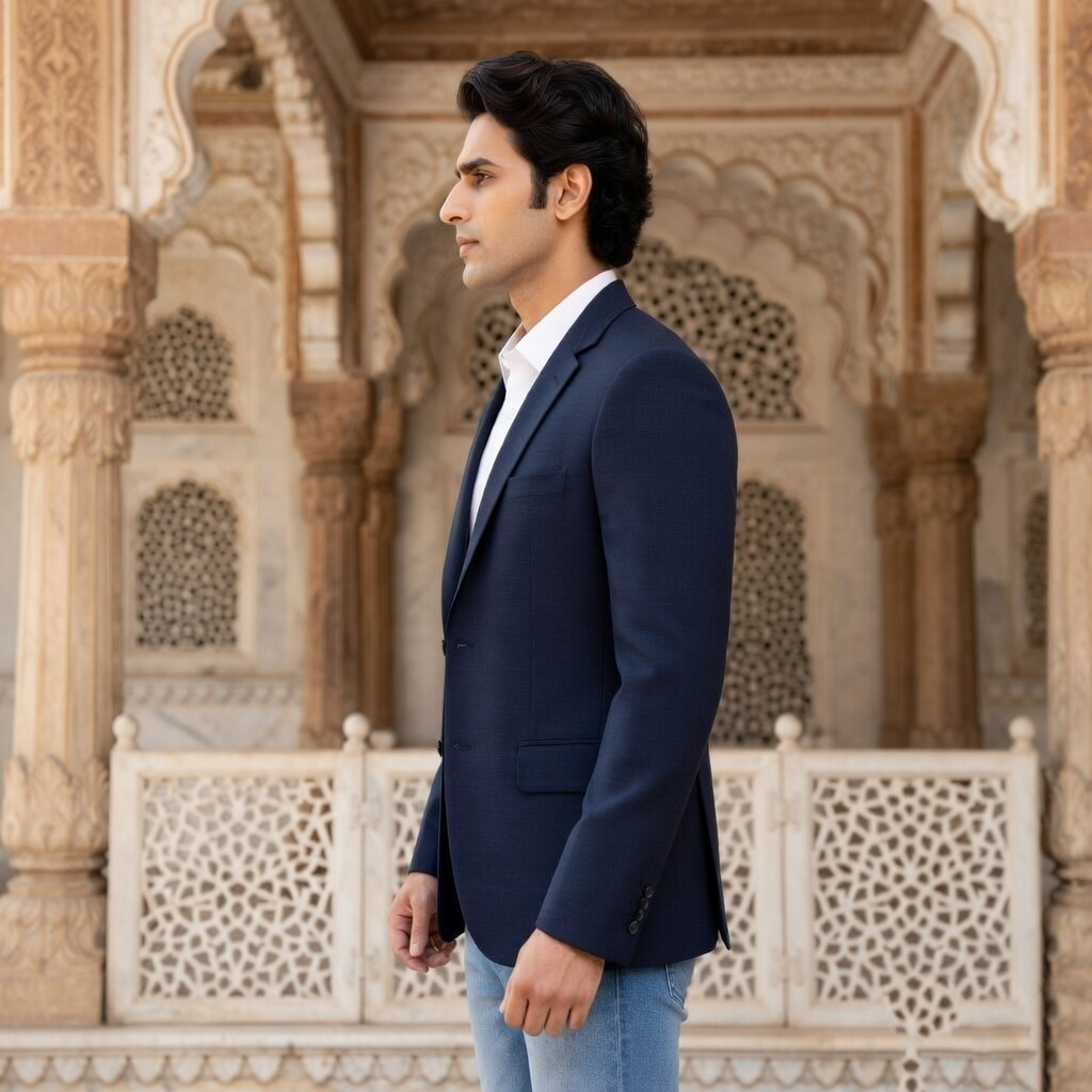 Men's Slim Fit Blazer Casual Luxury Notch Lapel Suit Jacket Navy Blue