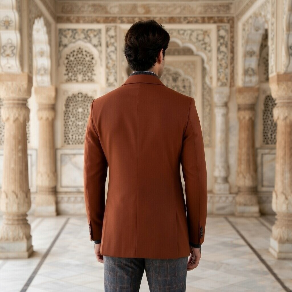 Men's Slim Fit Blazer Casual Luxury Notch Lapel Suit Jacket Terracotta Brown