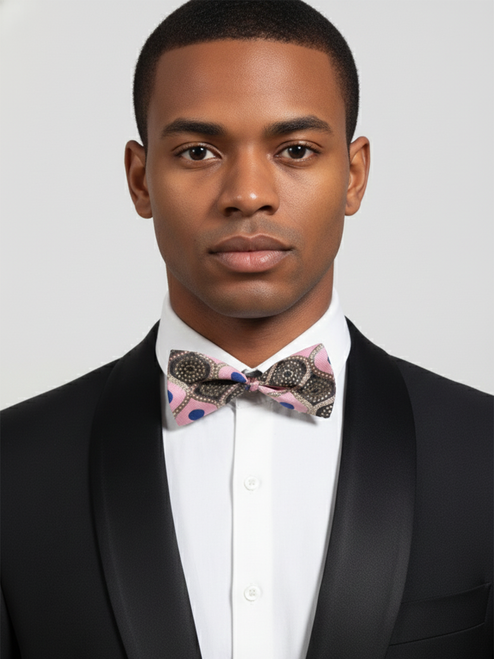 Charming Pink And Black Medallion Pattern Men's Bow Tie