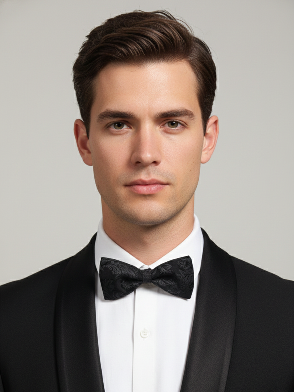 Luxury Onyx Black Baroque Floral Men's Bow Tie