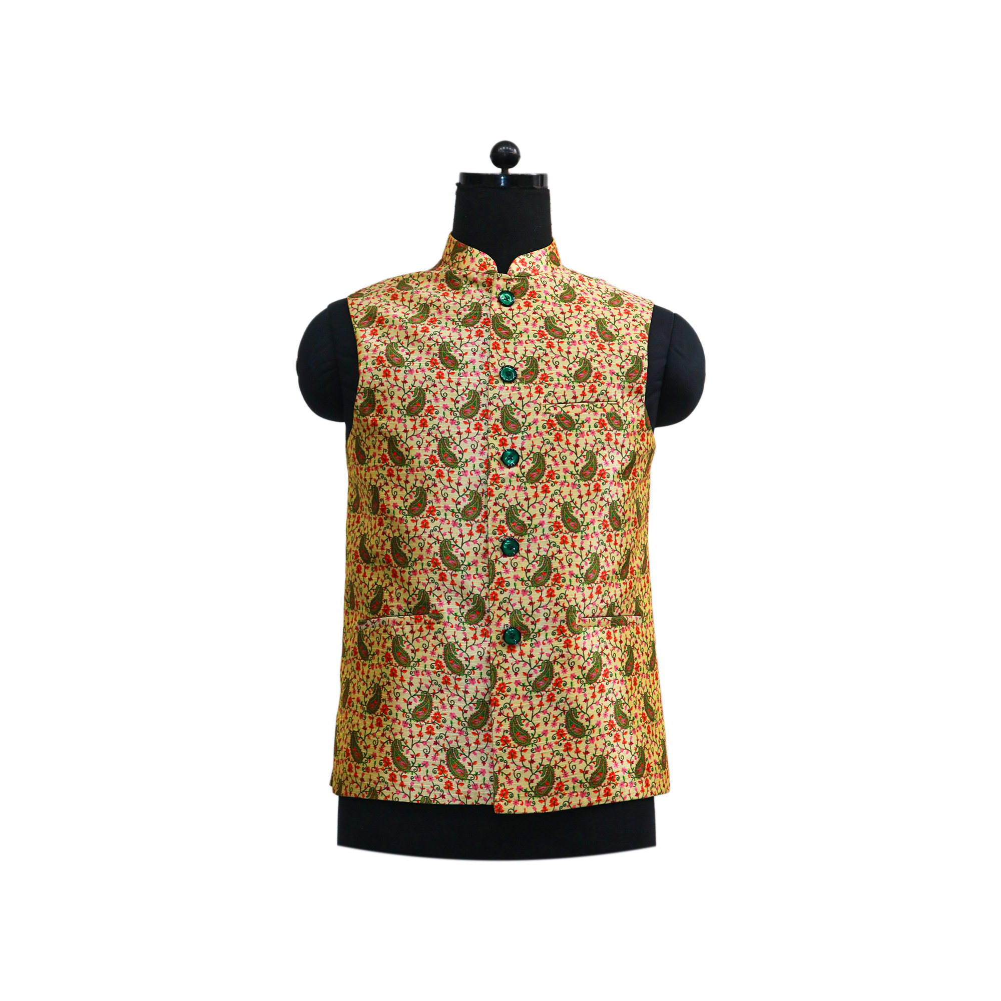 Men’s Floral Nehru Jacket with Ivory Kurta Pajama –  Elegant Festive & Wedding Wear