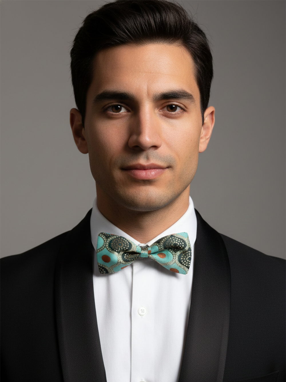Artistic Mint Teal and Terracotta Abstract Men's Bow Tie