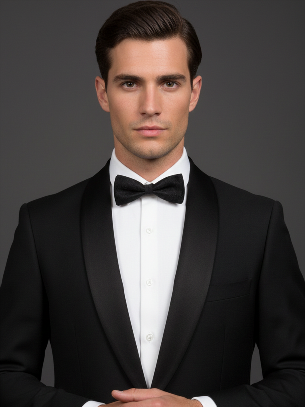 Luxury Navy Blue and Bronze Baroque Men's Bow Tie