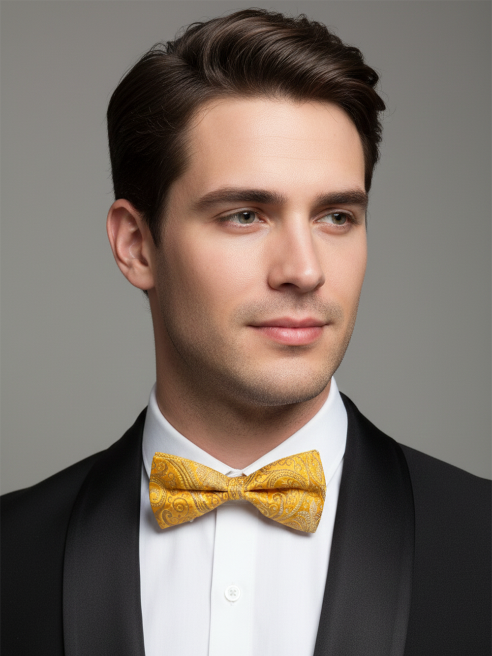 Luxury Marigold Yellow and Gold Paisley Men's Bow Tie
