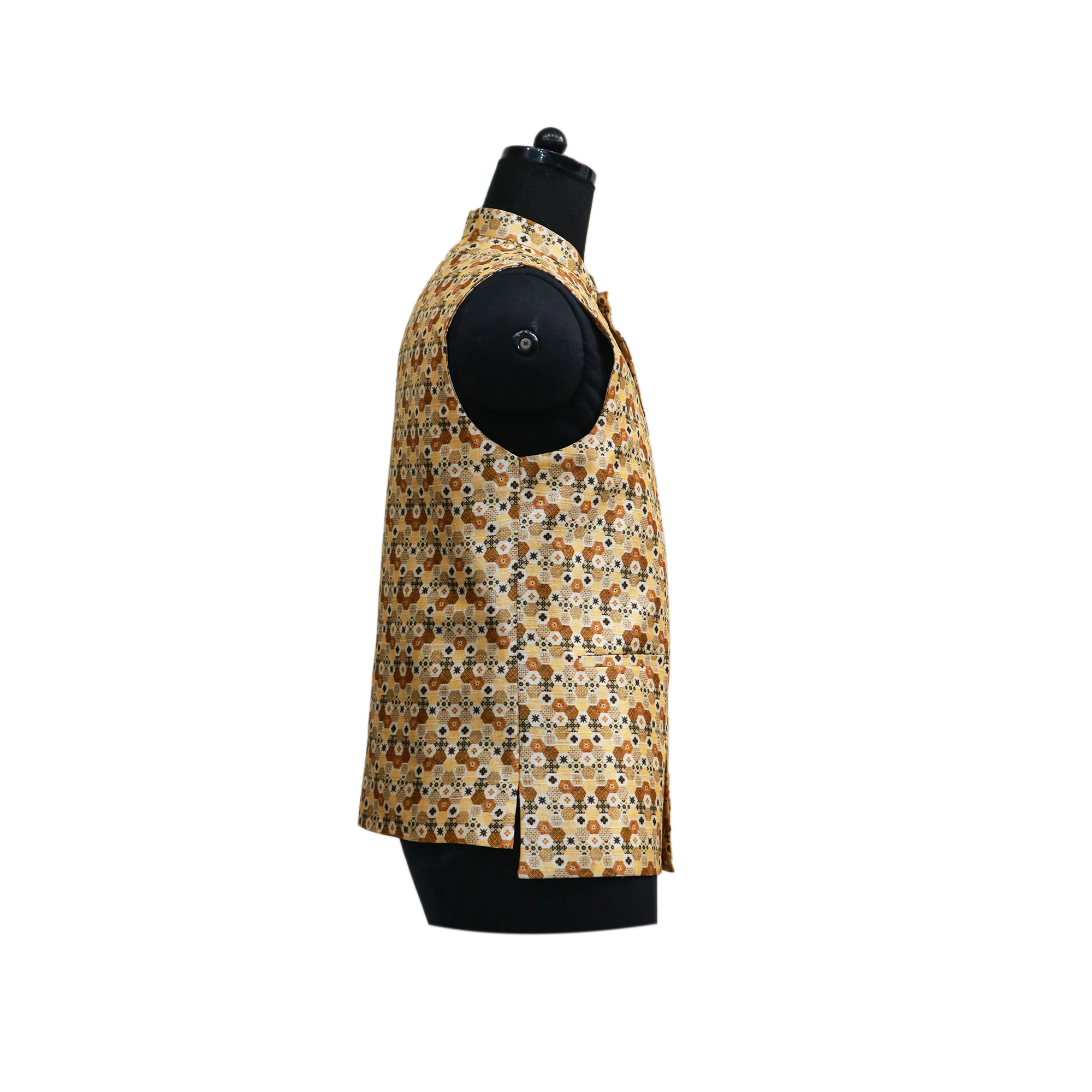 Men’s Floral Print Nehru Jacket with Ivory Kurta Pajama –  Elegant Festive Ensemble