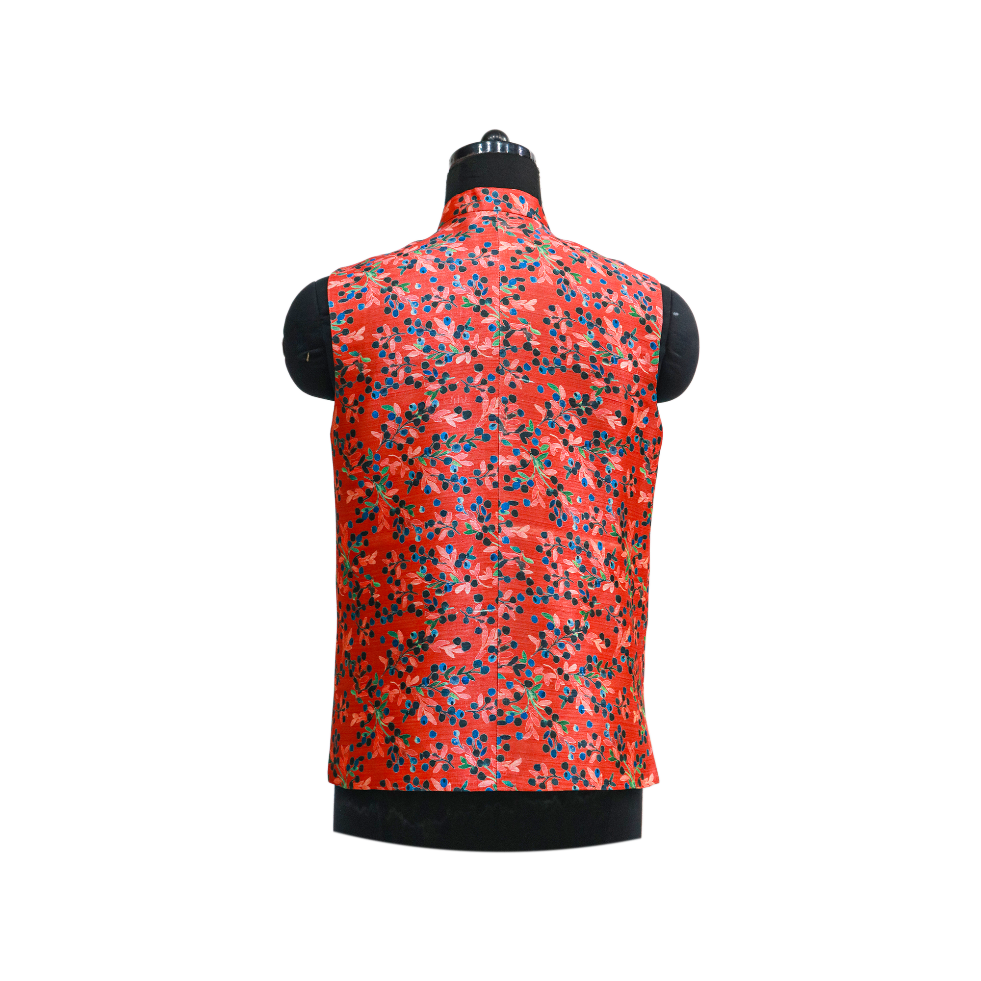 Men’s Red Floral Print Nehru Jacket with Ivory Kurta Pajama –  Festive & Wedding Wear