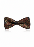 Elegant Bronze Gold and Black Floral Men's Bow Tie