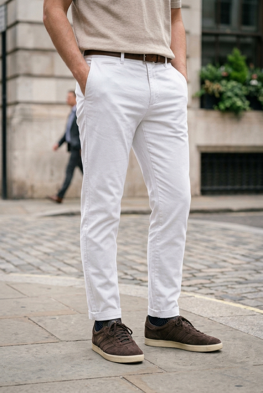 Slim-Fit Arctic White Chinos - Essential Summer Trousers
