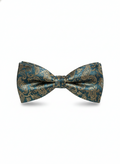 Luxury Teal Blue and Gold Paisley Men's Bow Tie