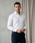 Men's Premium White Formal Shirt | Classic Slim Fit Office Wear Shirt | Cotton Blend Full Sleeve Business Shirt for Men