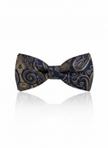 Elegant Navy Blue And Gold Paisley Men's Bow Tie