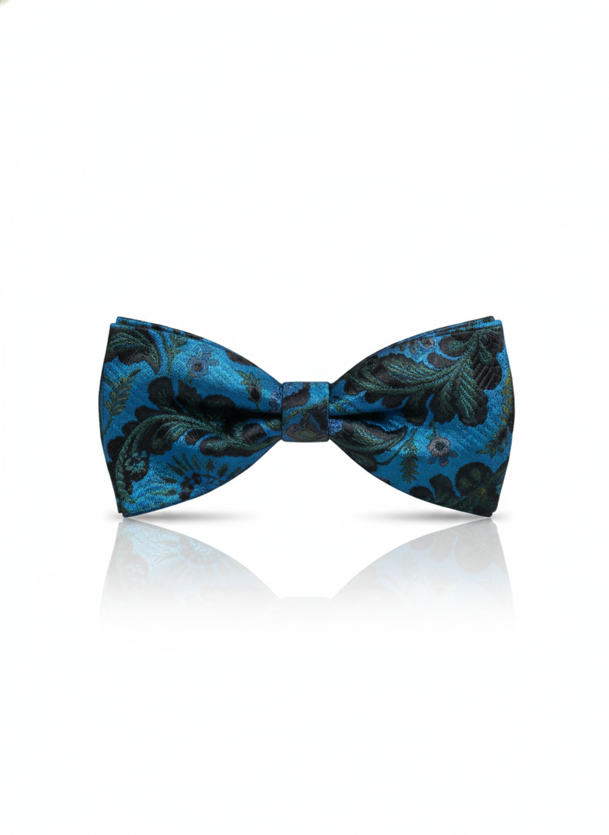 Sophisticated Bright Blue Floral Paisley Men's Bow Tie