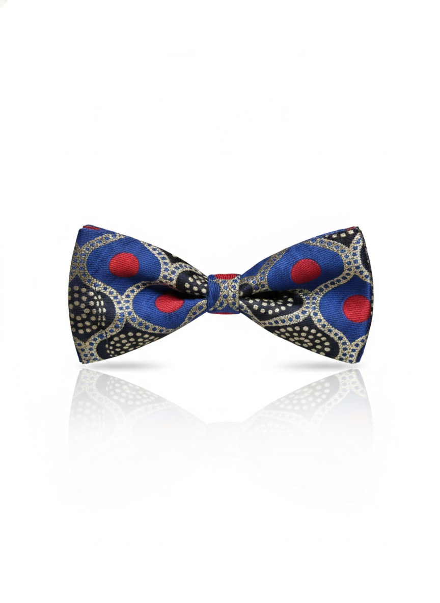Artistic Royal Blue and Crimson Red Abstract Men's Bow Tie