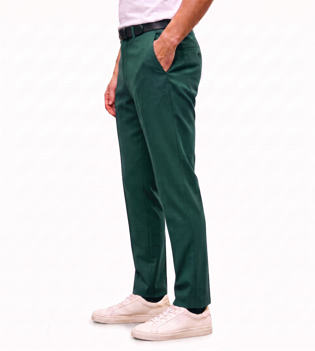 Men's Slim Fit Dress Pants Comfortable Stretch Formal Trousers Emerald Green