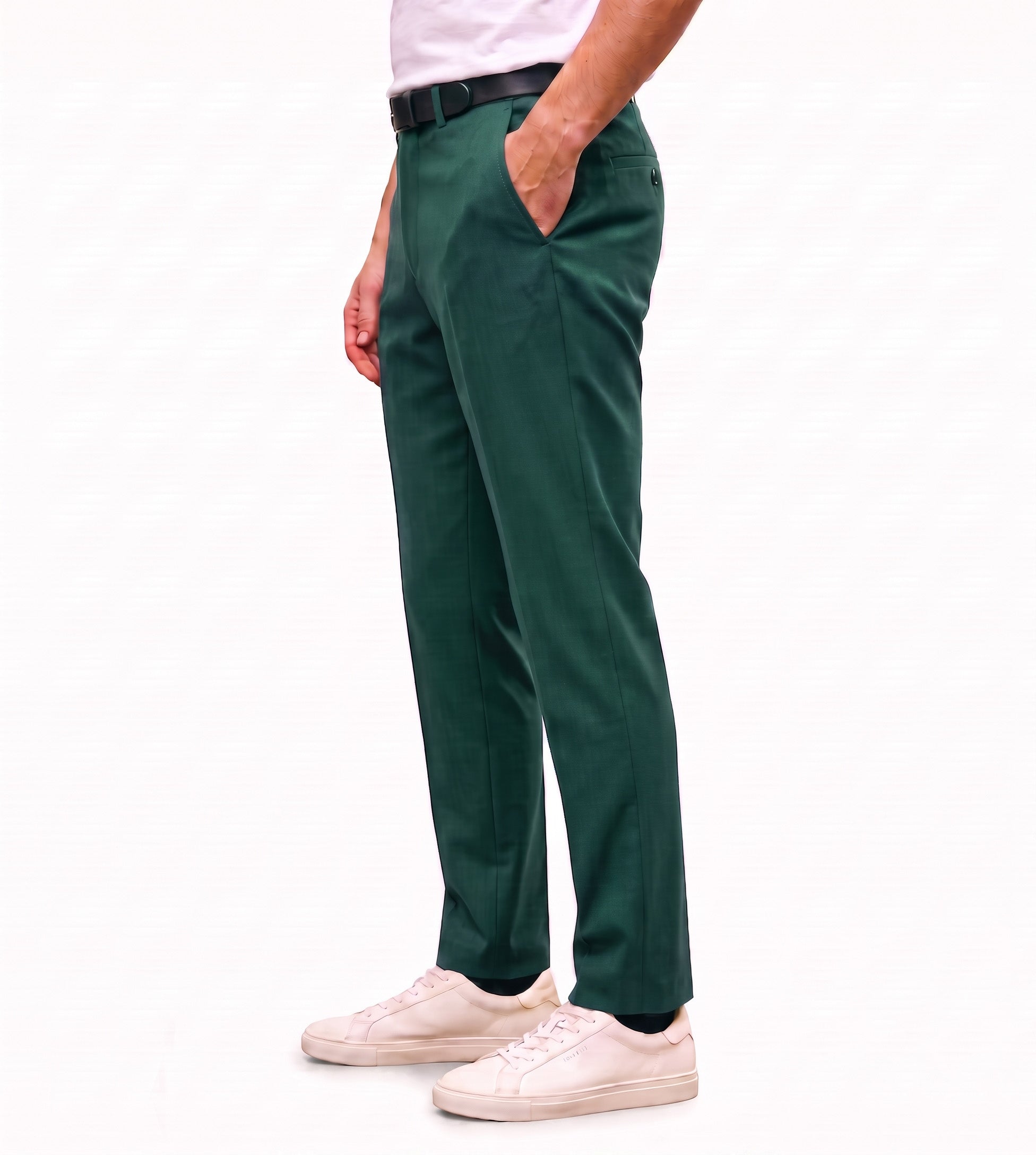 Men's Slim Fit Dress Pants Comfortable Stretch Formal Trousers Emerald Green