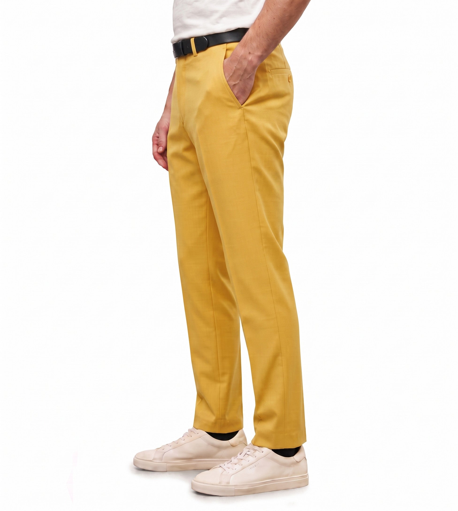 Men's Slim Fit Dress Pants Comfortable Stretch Formal Trousers Mustard Yellow