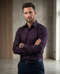 Men's Dark Purple Formal Shirt | Premium Cotton Blend | Slim Fit Office & Party Wear | Long Sleeve Button Down Shirt for Men