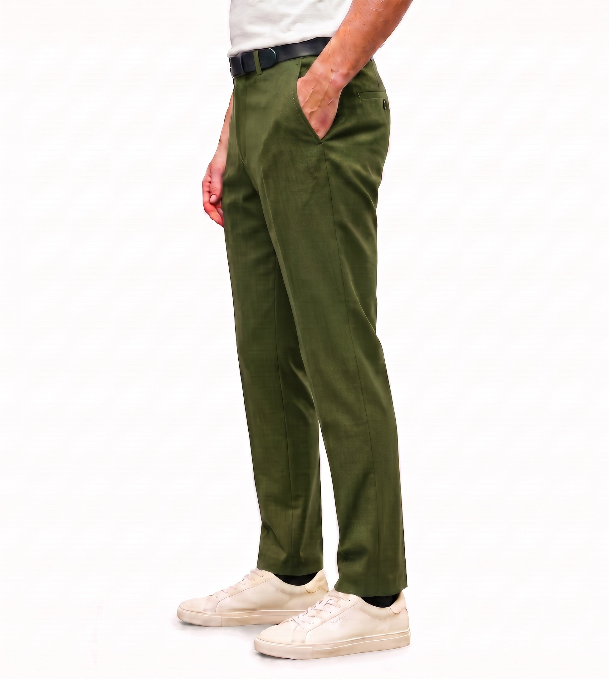 Men's Slim Fit Dress Pants Comfortable Stretch Formal Trousers Olive Green