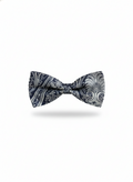 Elegant Navy Blue And Silver Baroque Paisley Bow Tie