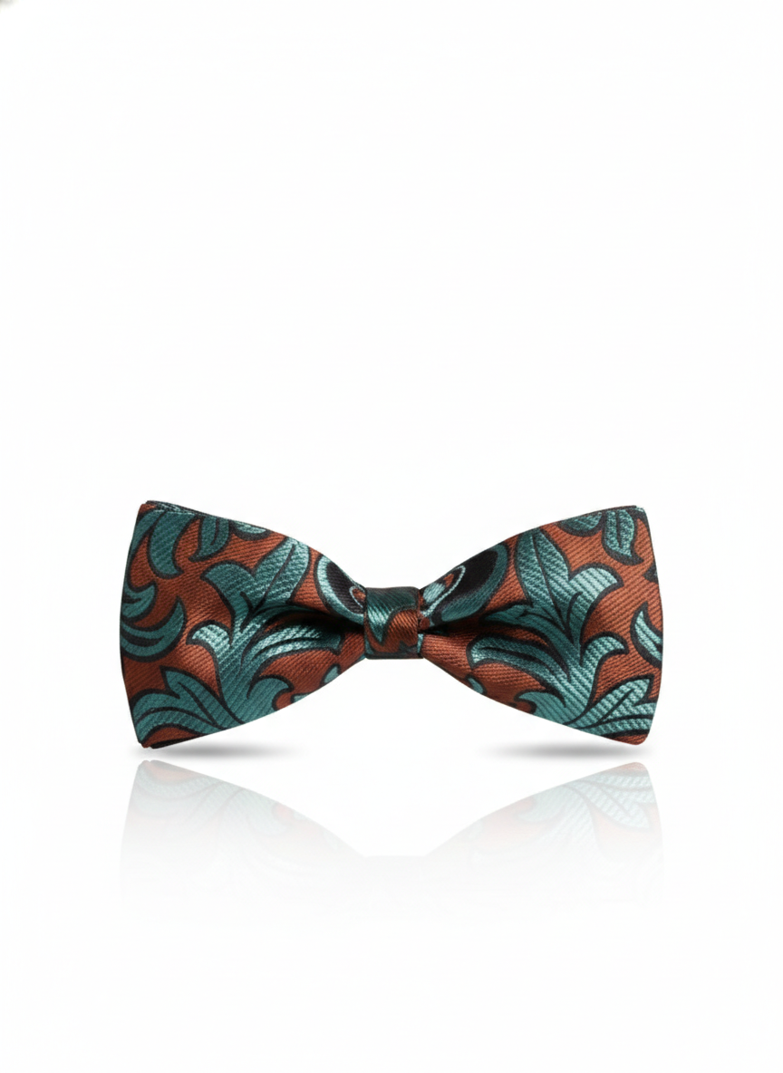 Luxury Copper and Sage Green Baroque Men's Bow Tie