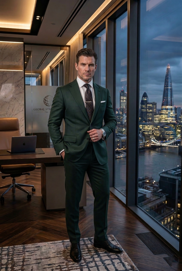 Elite Hunter Green Slim-Fit Italian Business Suit