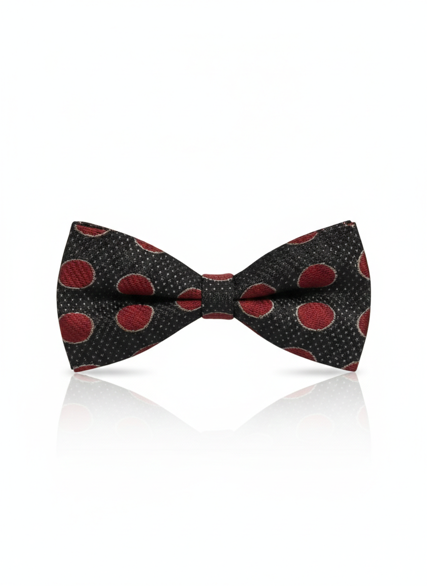 Sophisticated Black And Red Polka Dot Men's Bow Tie