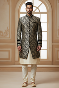Gold & Charcoal Baroque Indo-Western Sherwani