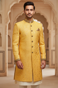 The Royal Gilt: All-Over Brocade Wedding Sherwani
