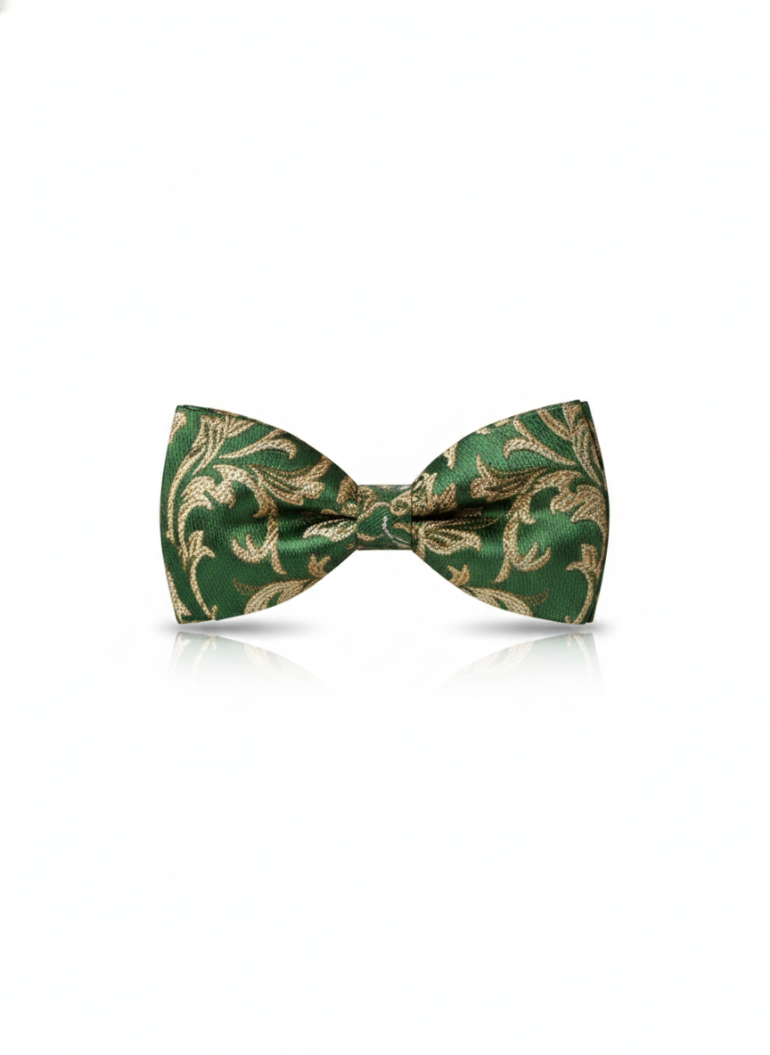 Luxury Forest Green and Gold Baroque Men's Bow Tie