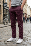 Slim-Fit Wine Cotton Chinos - Premium Men's Trousers