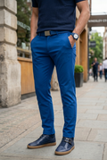 Slim-Fit Electric Blue Chinos - Bold Men's Trousers