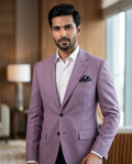 v Premium Men's Slim Fit Mauve Purple Blazer Textured Single Breasted Suit Jacket