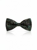 Luxury Black and Green Paisley Bow Tie With Gold