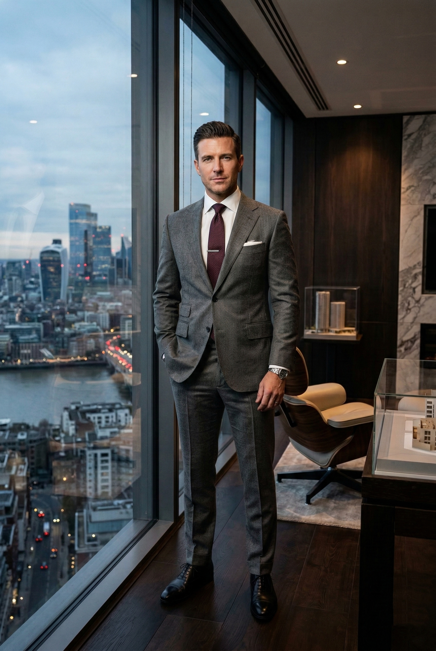 Bespoke Charcoal Grey Business Suit – Slim Executive Fit