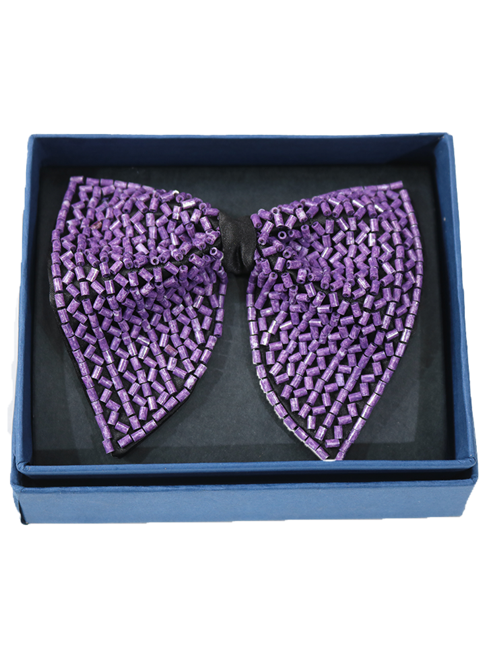 Handcrafted All Purple Beaded Bow Tie Luxury Fashion Accessory