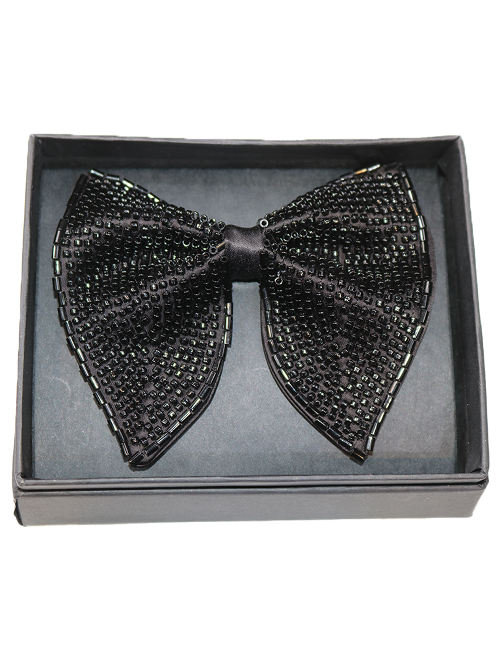 Luxury Black Bowtie Fully Covered in Shiny Seed Beads