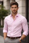 Men’s Pink Formal Shirt | Premium Slim Fit Full Sleeve Office Wear Shirt for Men | Cotton Blend Business & Party Wear Shirt