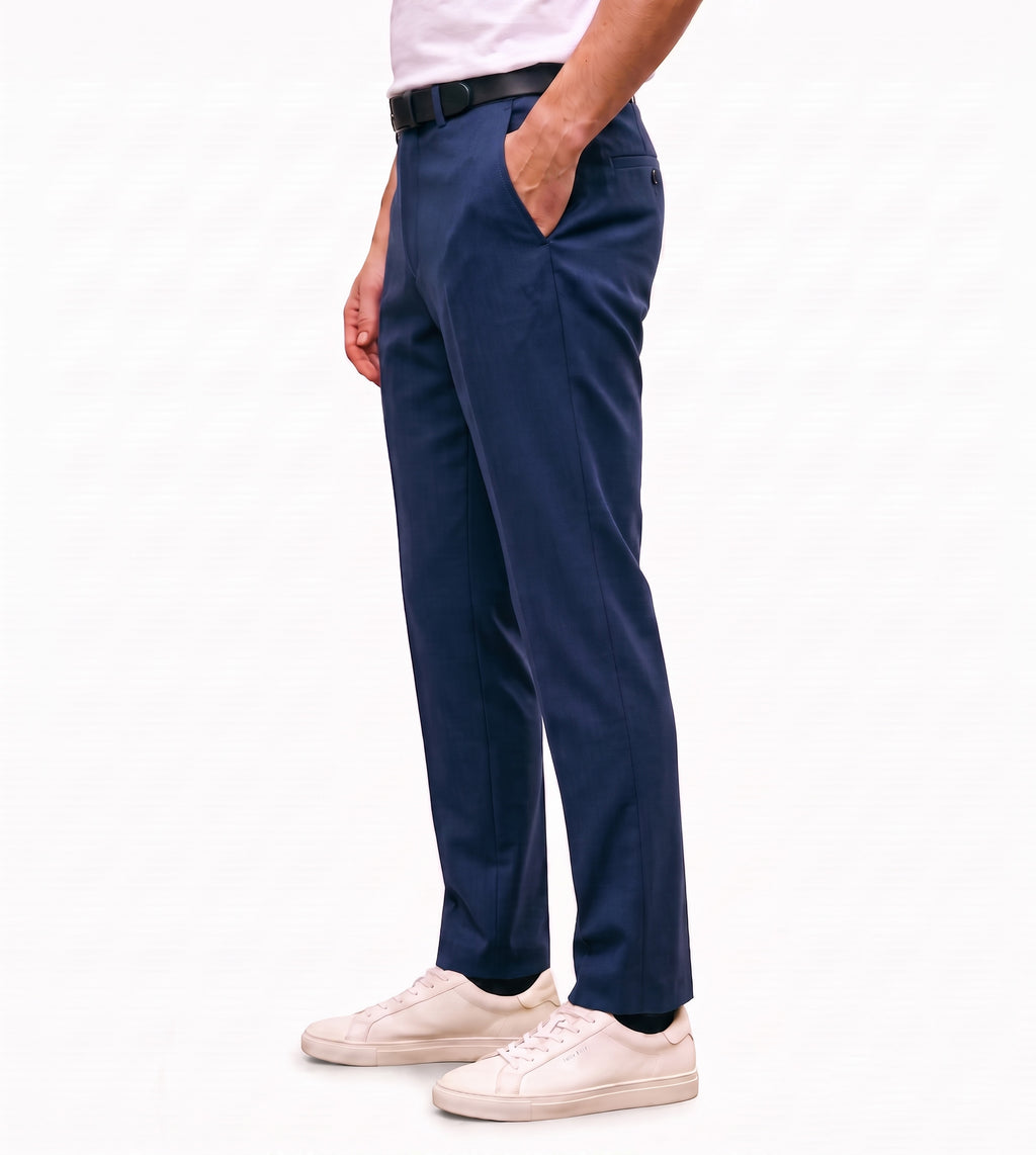 Men's Slim Fit Dress Pants Comfortable Stretch Formal Trousers Navy Blue