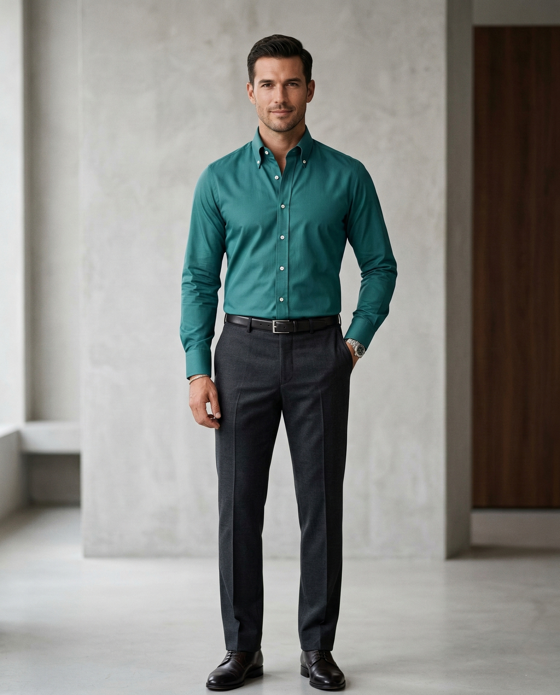 Men’s Teal Formal Shirt | Premium Slim Fit Full Sleeve Office Wear Shirt | Cotton Blend Business & Party Wear Shirt for Men