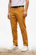Men's Slim Fit Chino Pants Comfortable Stretch Cotton Trousers Mustard Yellow