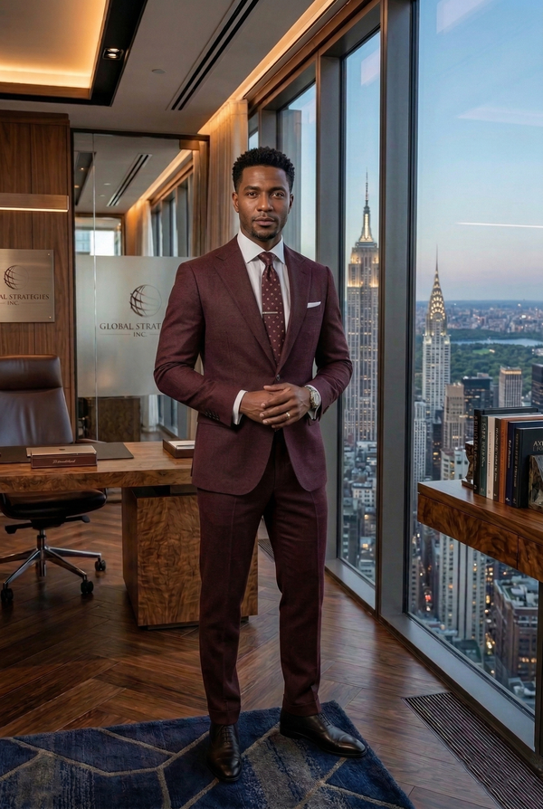 Men’s Premium Tailored Burgundy Business Suits