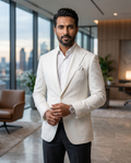 Premium Men's Slim Fit Pure White Blazer Smooth Single Breasted Suit Jacket