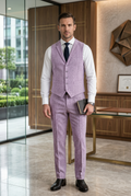 Men's Slim Fit Tweed Waistcoat Vintage Lapel Dress Suit Vest Lavender Purple
