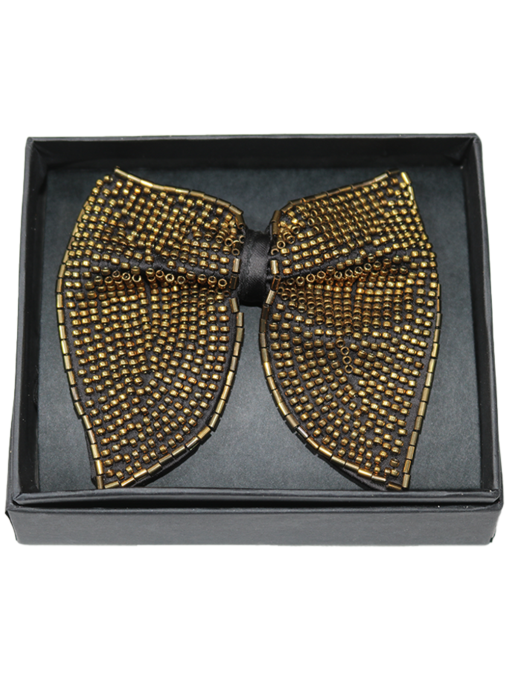 Magnificent Gold and Black Beaded Bow Tie Statement Luxury Accessory
