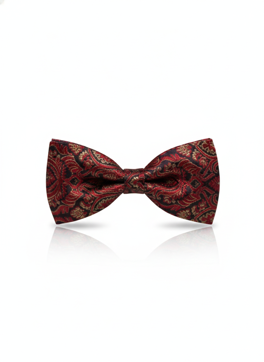 Luxury Burgundy Red and Gold Baroque Men's Bow Tie
