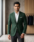 Premium Men's Slim Fit Forest Green Blazer Textured Single Breasted Suit Jacket