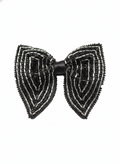 striking Black and Silver Beaded Chevron Luxury Bow Tie